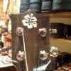 Paua abalone hibiscus inlay on the headstock